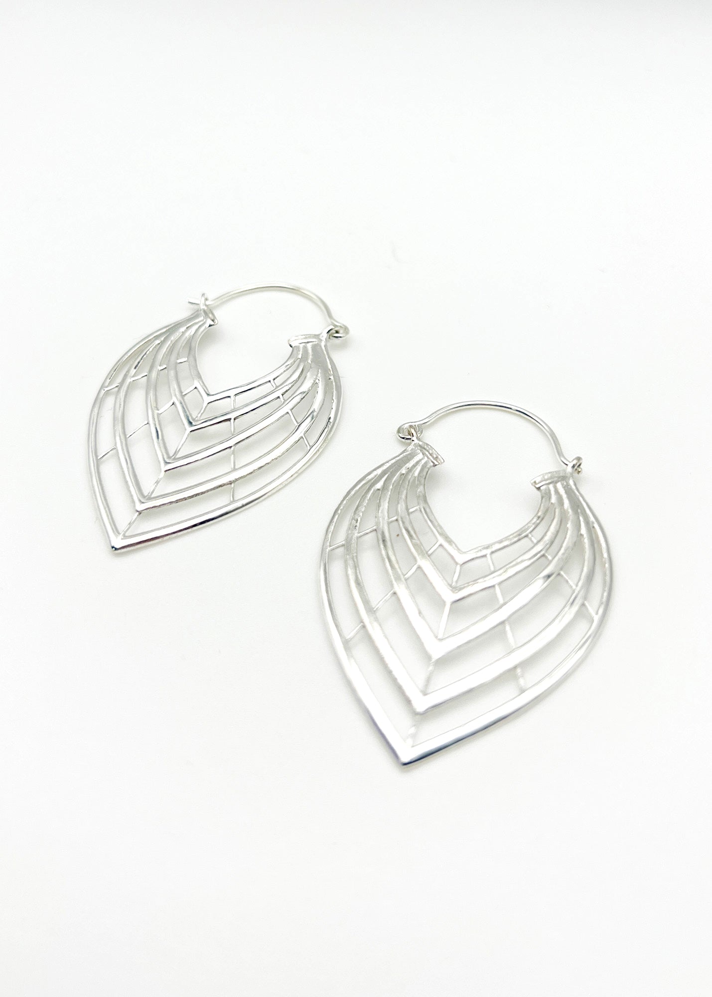 Sterling Silver Cutout Candlelight Hoops